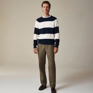 NWOT JCrew Sweater Mens Blue White Stripe Shaker Stitch Crewneck Heritage Ribbed